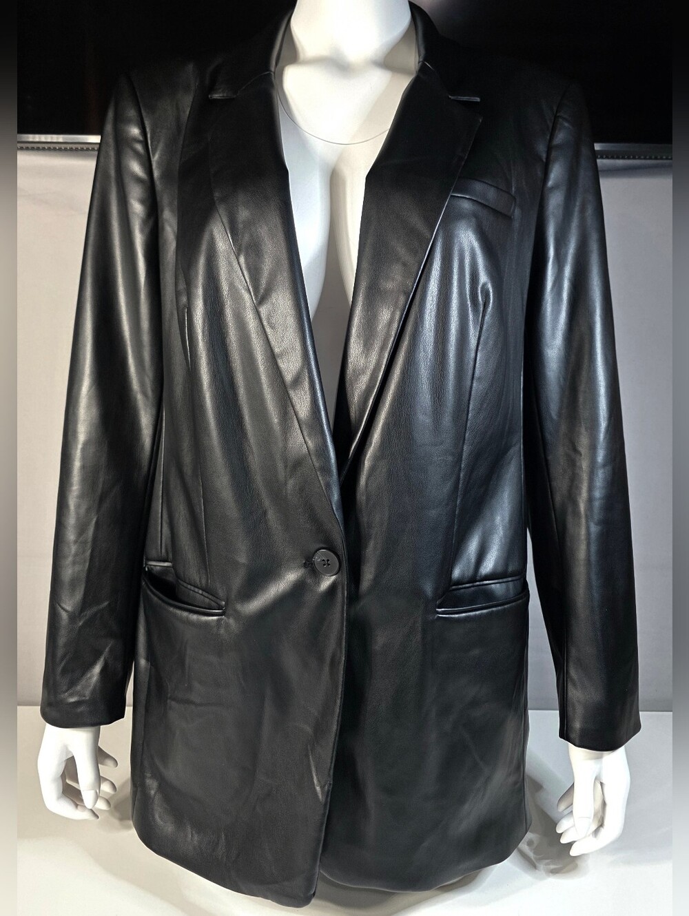 Express Faux Leather One Button Oversized Blazer